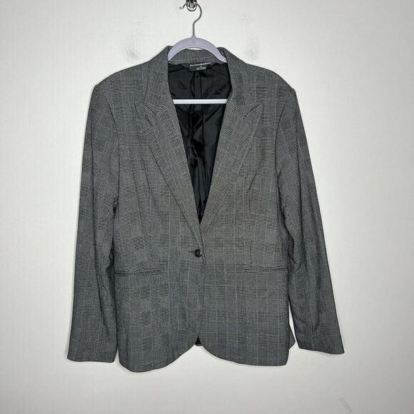 Norma Kamali Blazer Womens 18 Houndstooth Single Button Jacket Lined‎ Career - Picture 15 of 16